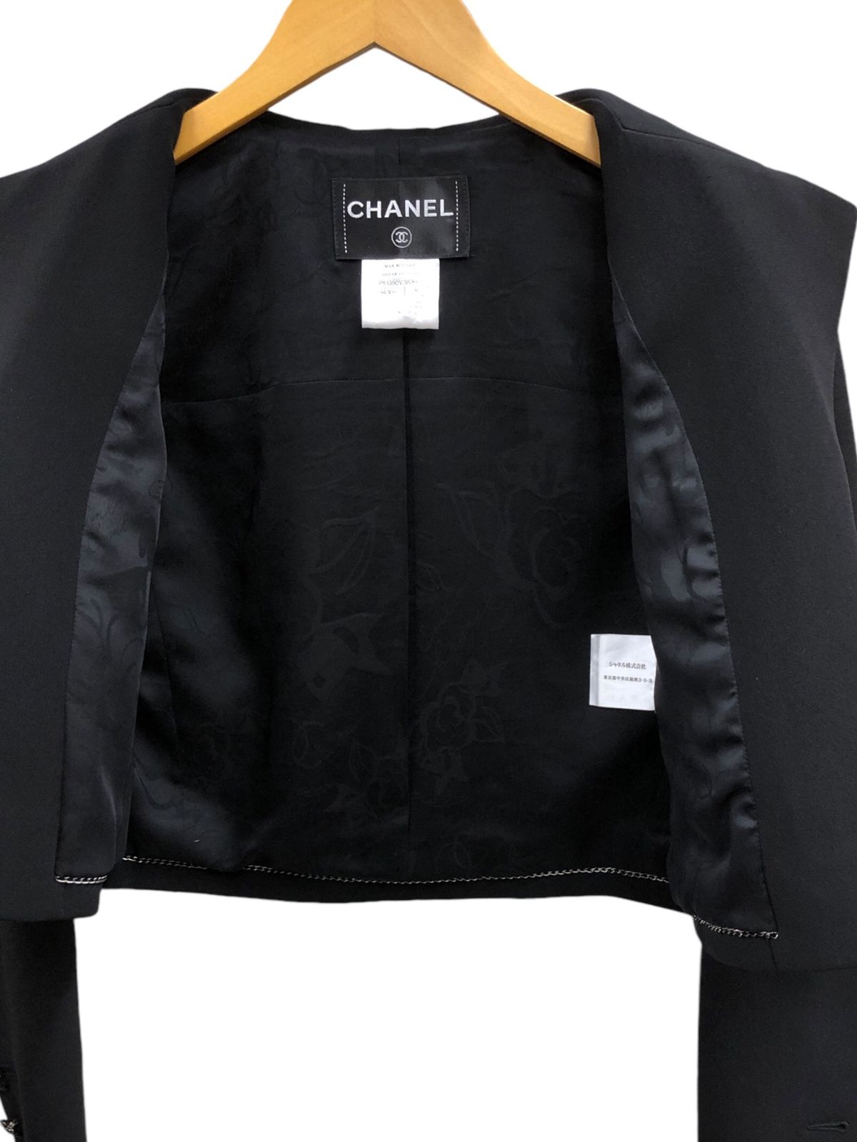 CHANEL 黒 テーラードジャケット CHANEL シャネル 22年 メティエダール コレクション テーラード