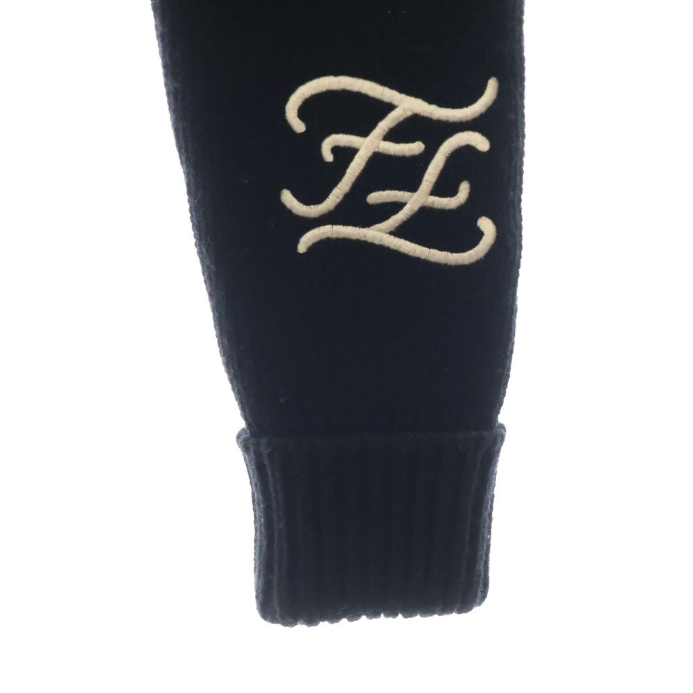 FENDI フェンディ FF刺繍 カリグラフィ ウール ハイネック ニット セーター ブラック レディース FZY891 AA5B FENDI (フェンディ) FF刺繍 カリグラフィ ウール ハイネック