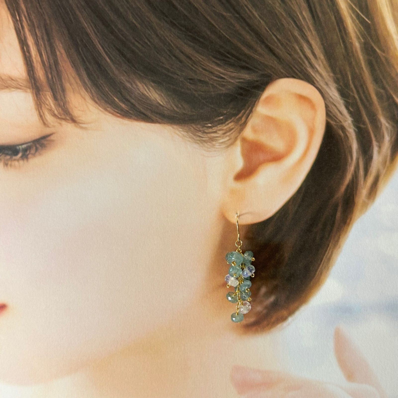 mumu ハンドメイド・手芸 アクアカイヤナイトとブルームーンストーンの