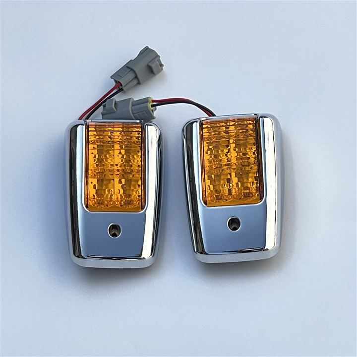 FDONG 日野 NEWプロフィア 大型プロフィア レンジャープロ 4tレンジャー メッキ ドアサイドマーカー LED仕様 ドアサイドウインカーランプ テラヴィ ライト 左右セット( イエロー)