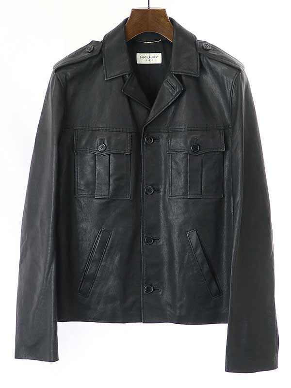 SAINT LAURENT PARIS ミリタリーレザージャケット 46 SAINT LAURENT PARIS サンローラン パリ 15SS ミリタリーポケット