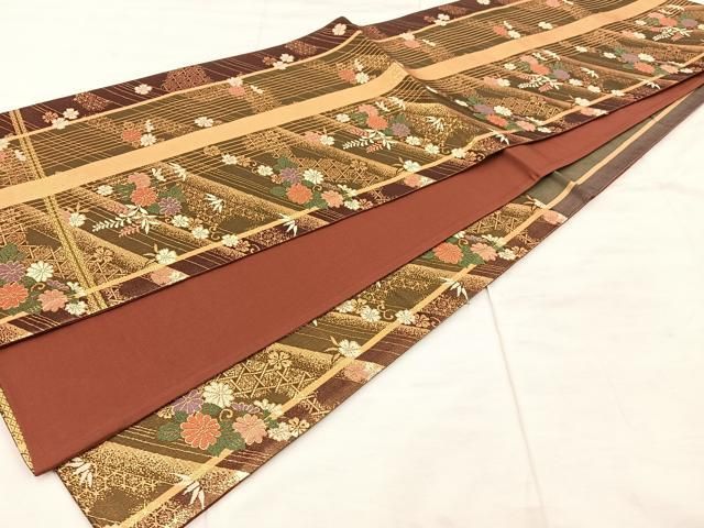 508my27△袋帯 ペルシャ双麗文 華唐草 桐 梅 菊 唐花 金糸 銀糸△美品 508my27△袋帯 ペルシャ双麗文 華唐草 桐 梅 菊 唐花 金糸 銀糸