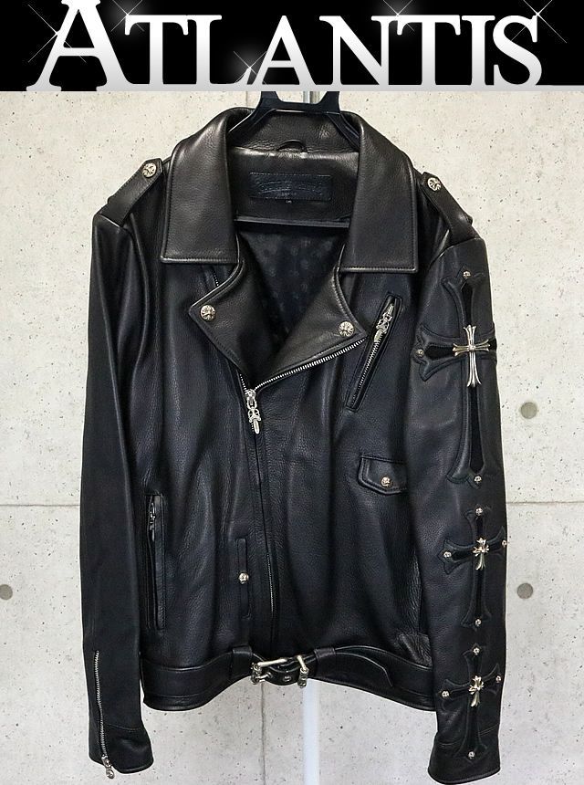 銀座店 クロムハーツ 新品 SLUFF LTHR ライダース レザージャケット SV925 VJ size:L 黒 92090 - メルカリ