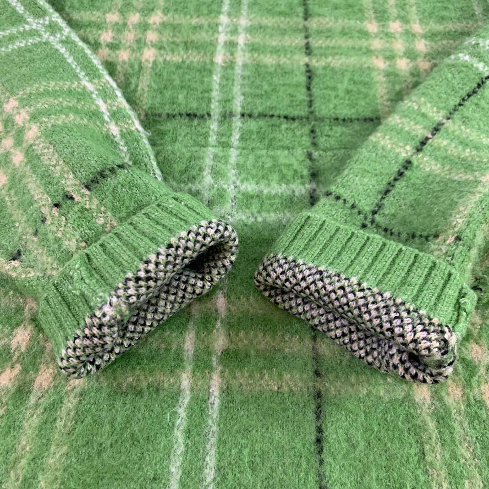 04m2263∞ HUF ハフ チェックニットパーカー アクリル アボカド 