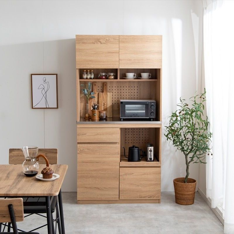 ステンレス天板 食器棚 幅90cm キッチン収納 キッチンラック レンジ台 レンジボード キッチンカウンター キッチンボード