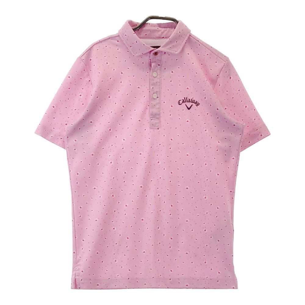 サイズ：M CALLAWAY キャロウェイ 半袖ポロシャツ 総柄 ピンク系