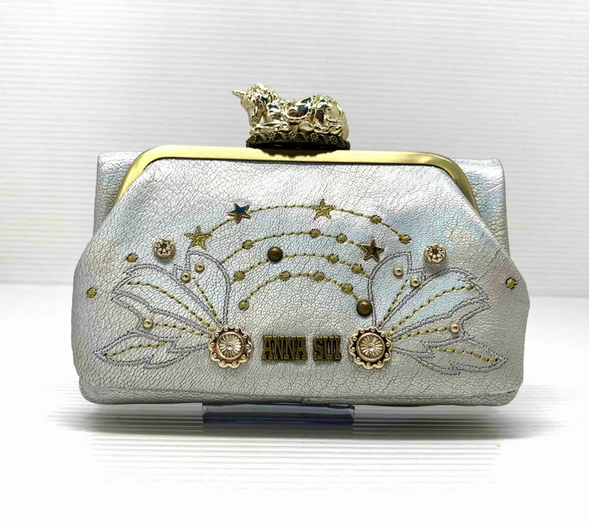 【新品】アナスイ ムーンスター 二つ折財布 ANNA SUI シルバー 月 蝶 新品】アナスイ ムーンスター 二つ折財布 ANNA SUI シルバー 月 蝶