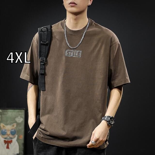 [ 4XL]秋冬 コーデ メンズ  服 シンプル ファッション オシャレ 大人 かっこいい 大きいサイズ ストリート 紳士服 アメリカン レトロ 280 グラム ヘビー 綿 半袖 T シャツ クラシック ウォッシュ