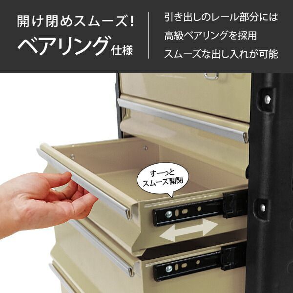 公式】ミナトワークス ツールチェスト 5段 キャリー付き TB-50T マット