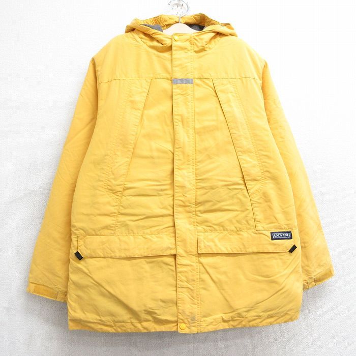 古着 ランズエンド 長袖 ナイロン ジャケット パーカー キッズ ボーイズ 子供服 90s 黄 イエロー 内側フリース 25feb06