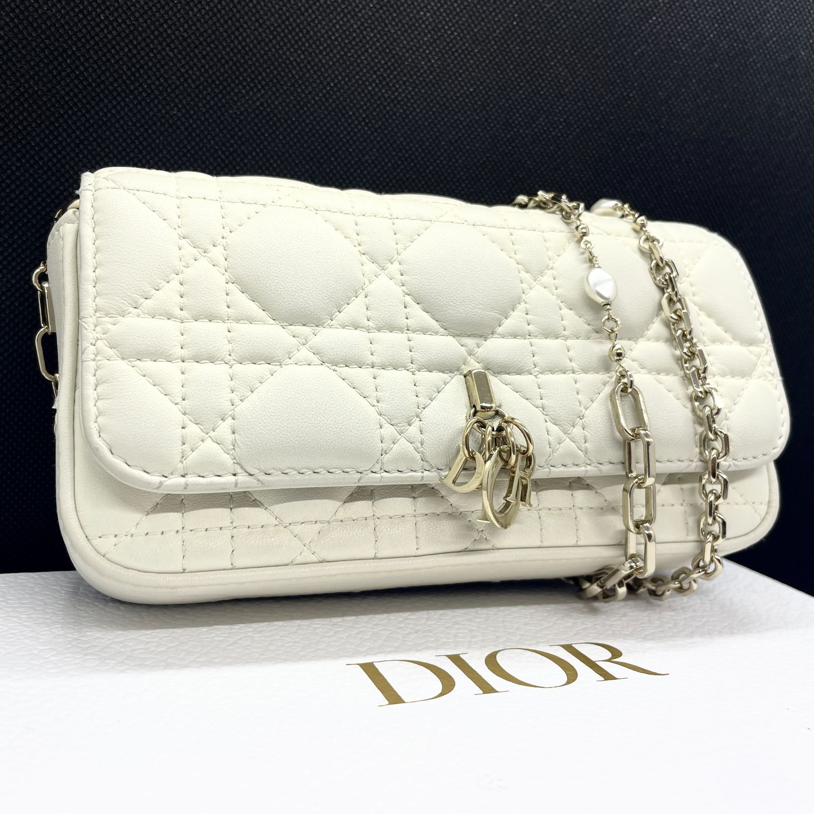 519】極美品 Dior/ディオール カナージュ フォンポーチ チェーン 