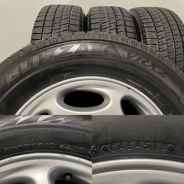 【BS BLIZZAK VRX 225/60R16】スタッドレス【トヨタ セルシオ 純正ホイール 16インチ 7J5HPCD114.3+45】バリ溝　(MTL458)