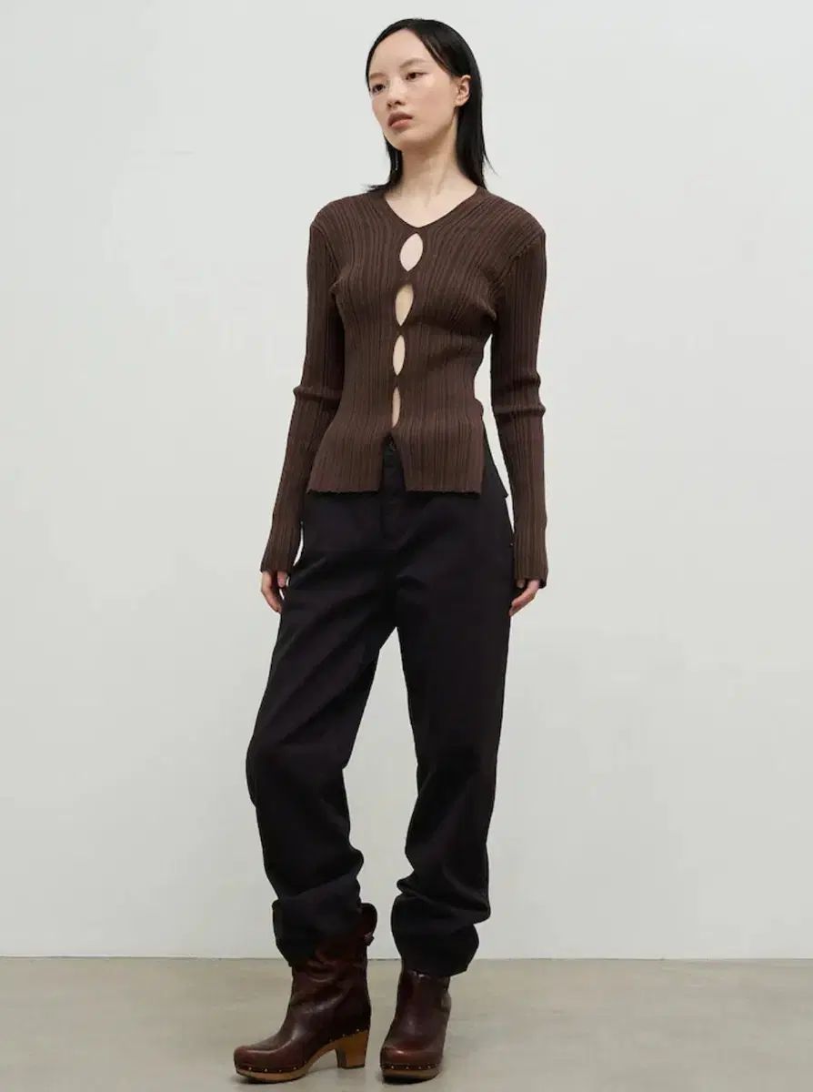 앙개Anggae デニムバギパンツ ブラウン