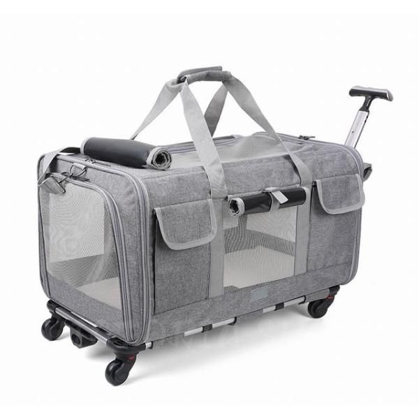 中型犬用キャリーバッグ グレー メッシュ窓付き 中型犬用メッシュ窓
