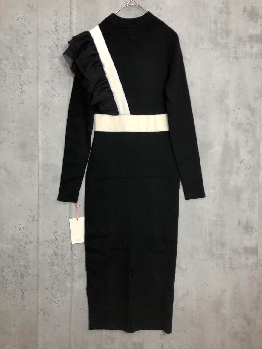 eimy istoire エイミーイストワール 1120531668-0 EM pearl シフォンフリル ワンピース sizeF 黒 ◆ ◎レディース