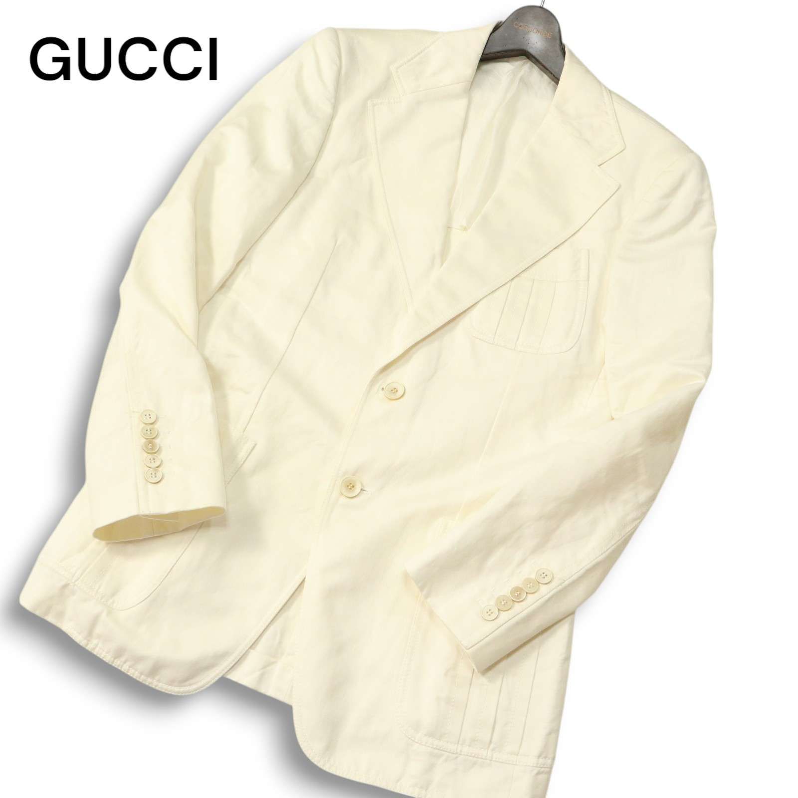 Sakurasize46 グッチ コットン×リネン製サマージャケット GUCCI グッチ 春夏☆ 麻 リネン&コットン テーラード ジャケット Sz.46