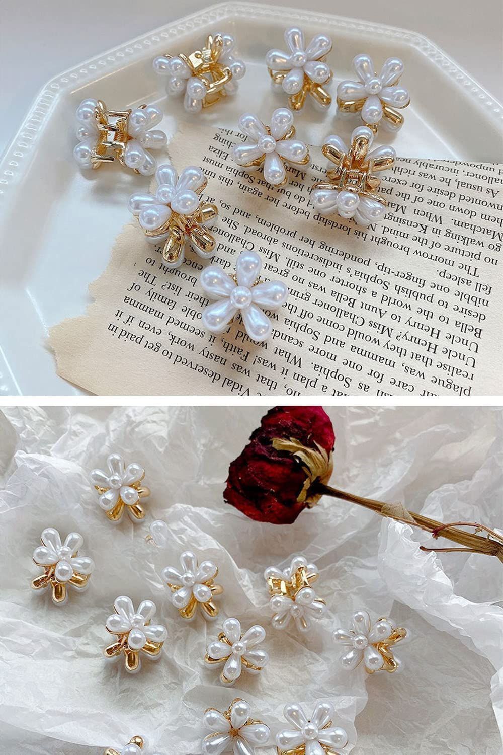 髪飾り バンスクリップ ヘア 髪留め 真珠のヘアクリップ 子供 前髪クリップ 花 卒業式 ヘアピン 入学式 ミニヘアクリップ 結婚式 LIKENNY 入り