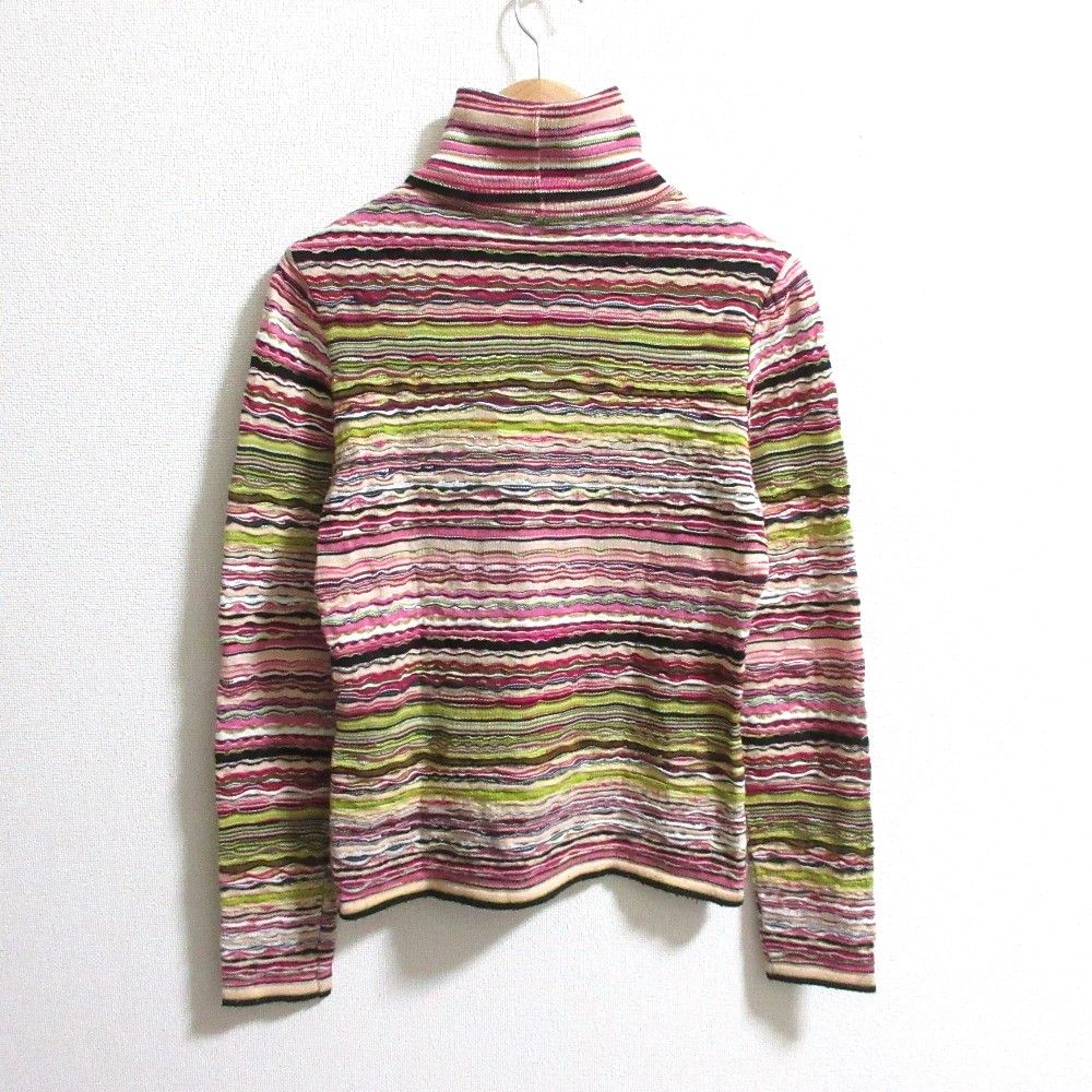 missoni ミッソーニ タートルネック 高級 イタリア ボーダー 46 L 良品 MISSONI ミッソーニ ボーダー柄 長袖 ハイネック ニット