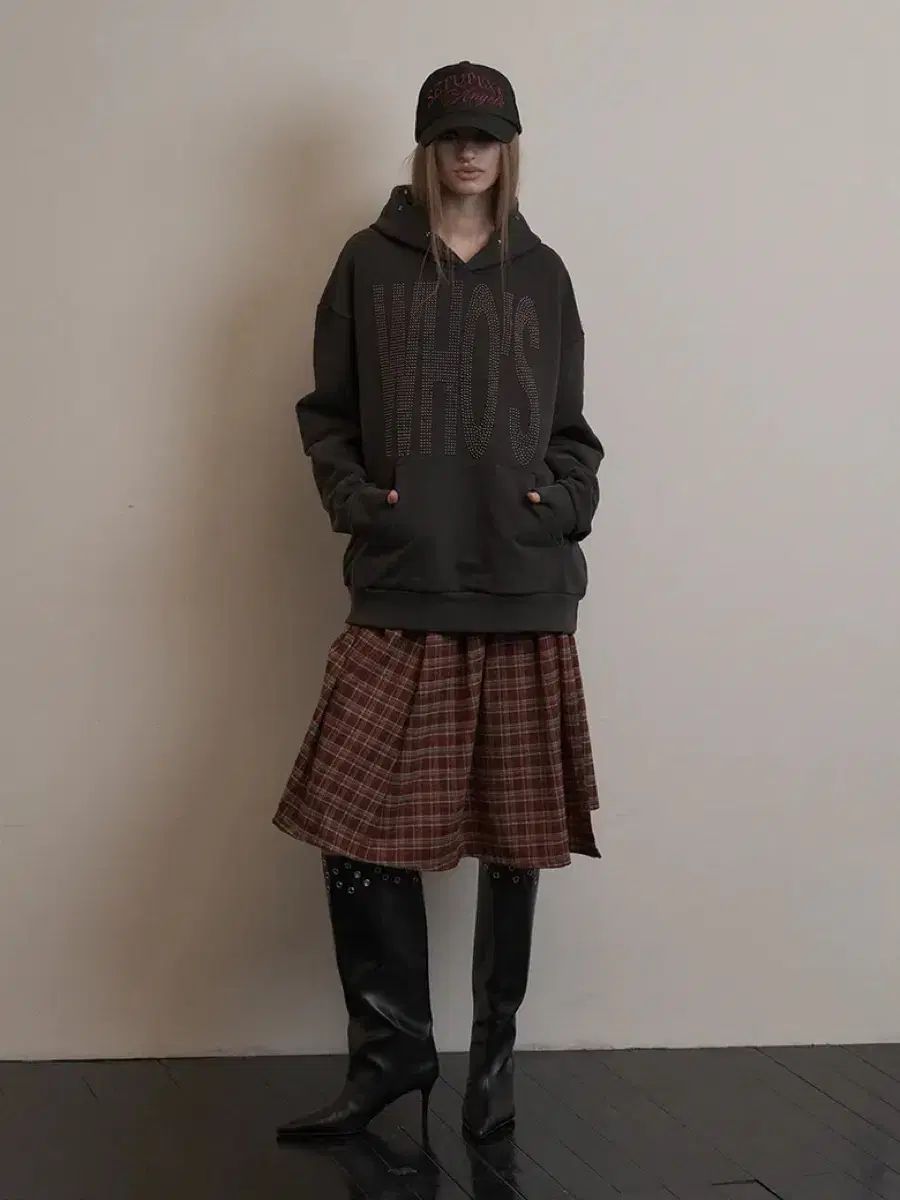 EXE のセットアップ チェック ラップ スカート 赤