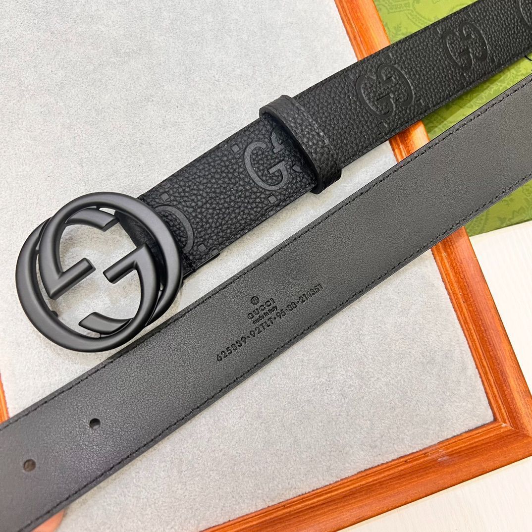 今日特価】Gucci 2024 年式 3.8cm 幅 輸入生地 & 本革ベルト-2