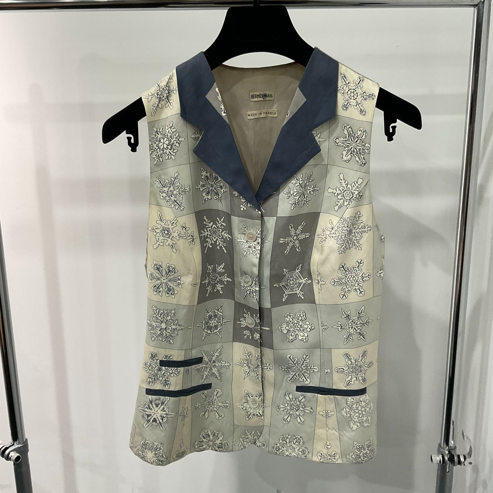 HERMES ベスト シルク ブルー サイズ38 ベスト D25080936