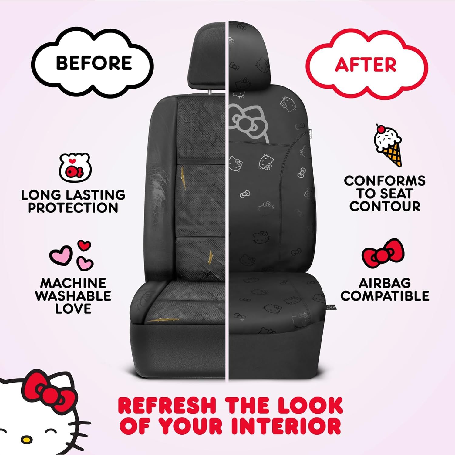 ハローキティ カーシートカバー - かわいいフロントシートカバー