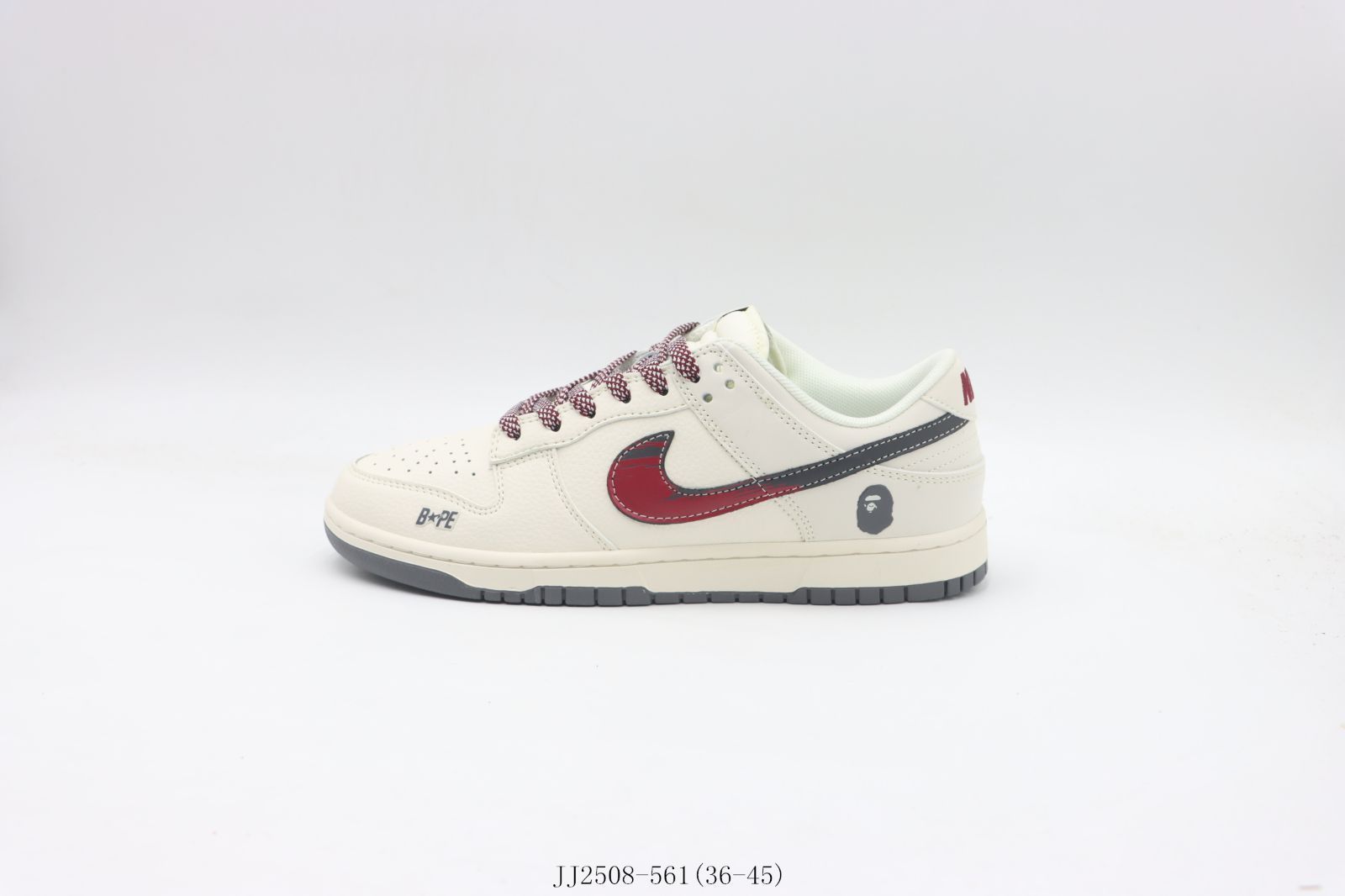 【今日特価】ナイキ NIKE ダンクロー Dunk Low 白赤 White Red Bape JJ2508-561 スニーカー-MM輸入2