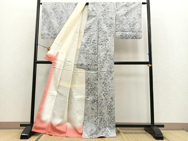 平和屋着物●本場大島紬　白大島　枝花文　正絹　逸品　CAAU2907yc 平和屋着物○本場大島紬 白大島 枝花文 正絹 逸品 CAAU2907yc