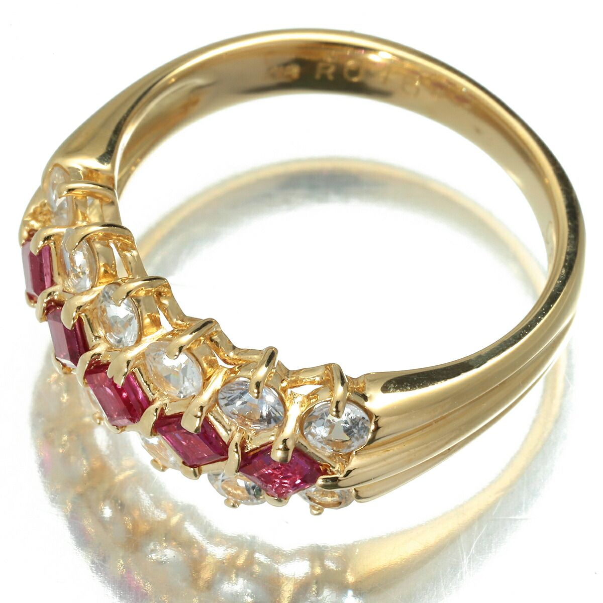 リング 指輪 ルビー 0.46ct サファイア 0.87ct K18 11号 中古  