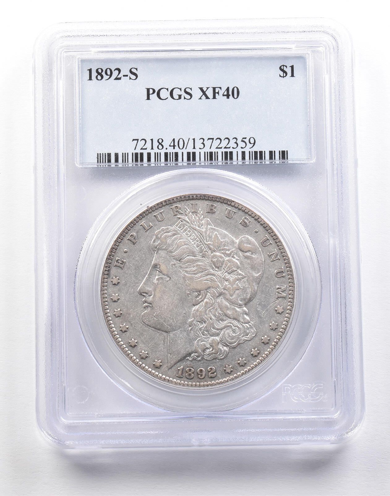 1892-S モーガン銀貨 XF40 PCGS 1892-CC 1ドル。$1。エクストラ