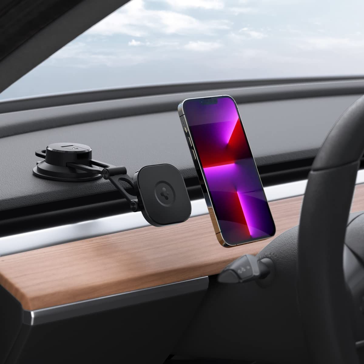 【超特価】 Size ITS35-3_Color ブラック Spigen 車載ホルダー マグネット MagSafe用 吸盤 スマホホルダー 車 ダッシュボード ウィンド式 粘着ゲル吸盤 スマホスタンド iPhone 14 13 12 Pro Max Plus Mini 超 全品大幅値下げ！