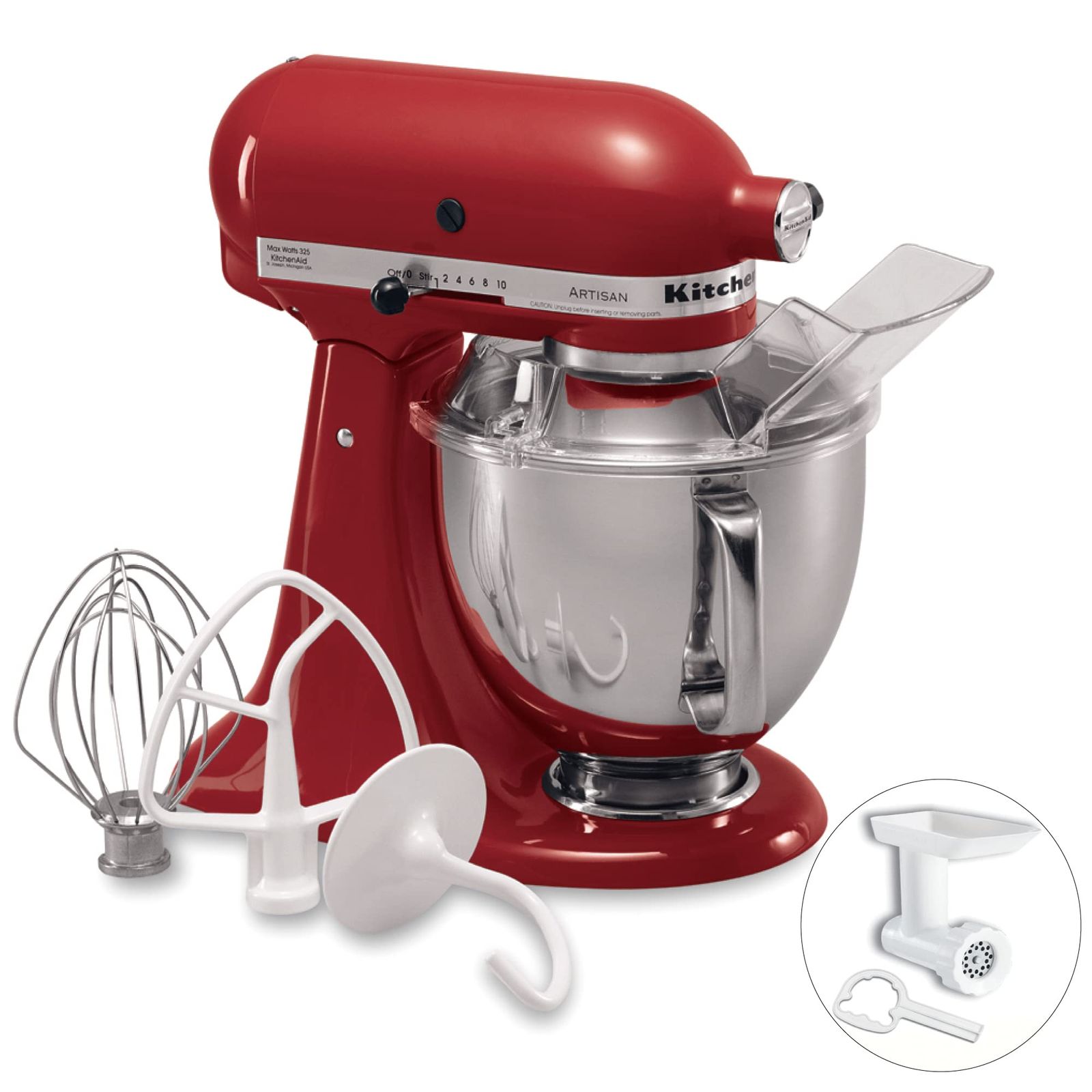 キッチンエイド Kitchen Aid 正規輸入品 キッチンエイド Kitchen Aid スタンドミキサー KSM150 4.8Lボウル フードグラインダー 注入用カバー付き エンパイヤレッド