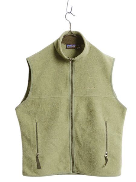 【お得なクーポン配布中!】 00s パタゴニア シンチラ フリース ベスト メンズ L / 00年製 PATAGONIA オールド ジップアップ アウトドア フルジップ 前開き 重ね着 緑