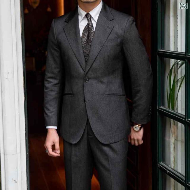 スーツ 2XL パンツ 33 メンズ ファッション 服 オシャレ シンプル 大人 かっこいい 大きいサイズ ストリート 紳士服 スリム ビジネス ダーク グレー スーツ ツーピース パーティー 結婚式 通勤