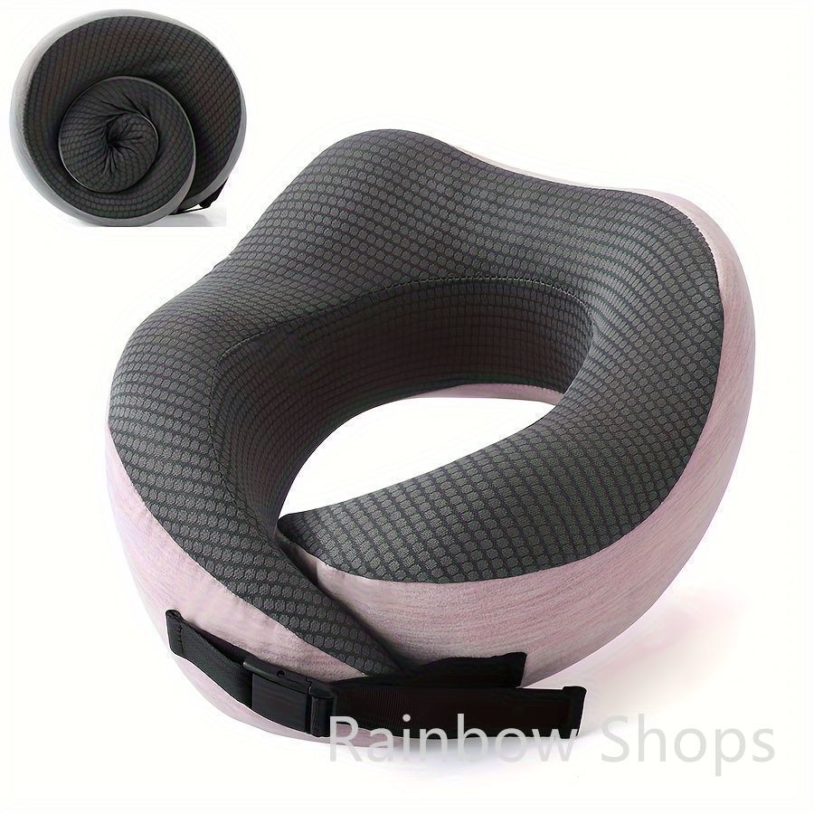 ♥ ネックピロー 飛行機 快適グッズ 旅行 枕 低反発 機内枕 小型 夜行バス ヘッドサポート 旅行 機内用 夜行バス 洗濯 ピンク グレーygg cp31