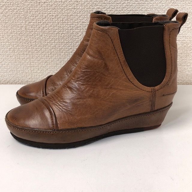 サヤ サイドゴアブーツ ブラウン ラバーソール 5055 チェルシーブーツ 厚底