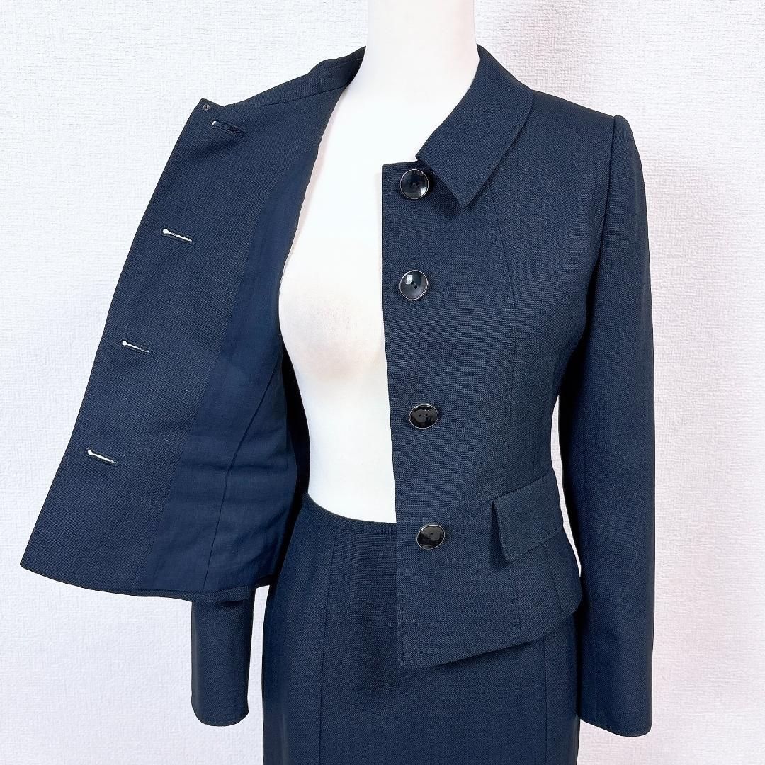  AMI INTIME スカートセットアップ 9 無地 ネイビー スカートスーツ上下 ビジネススーツ