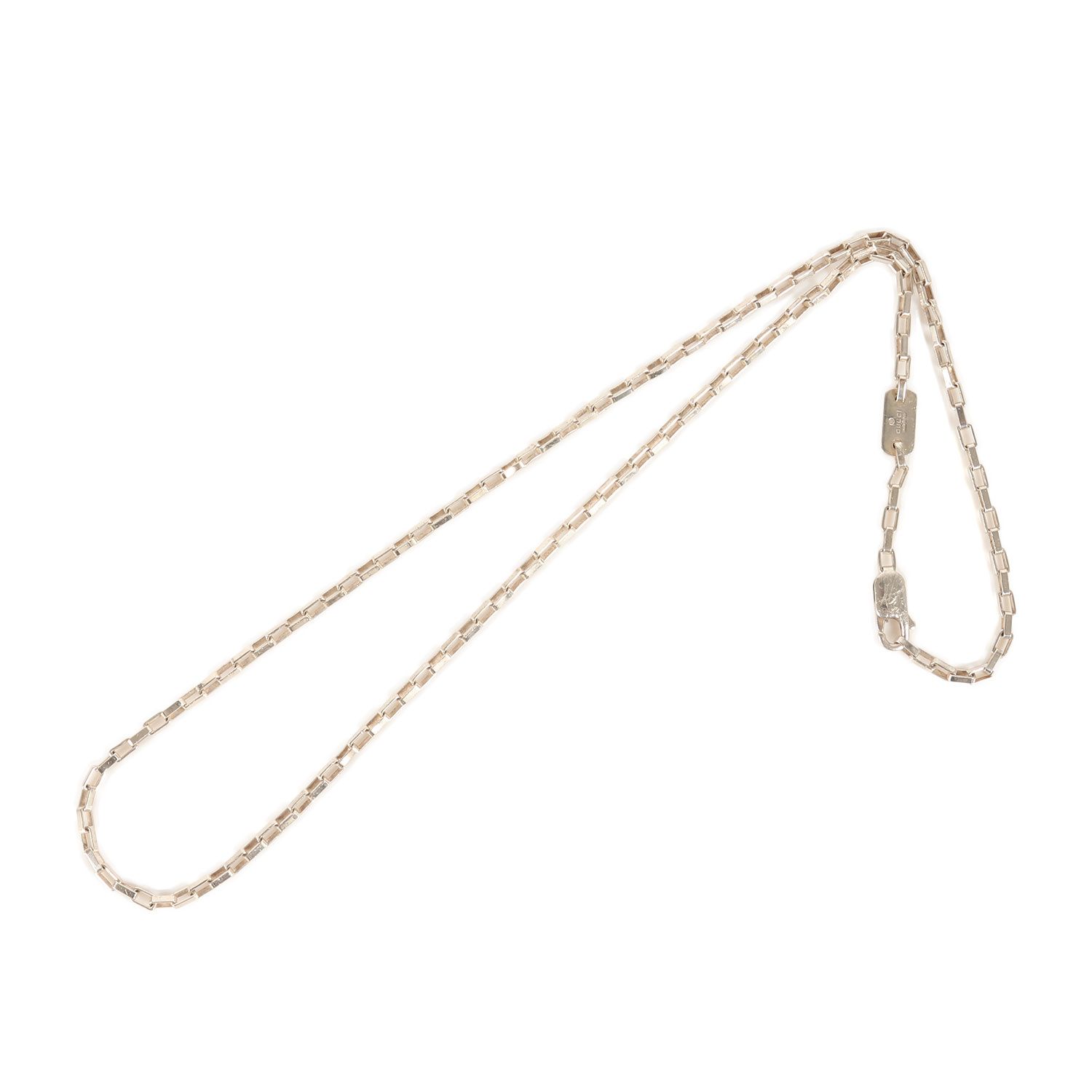 GUCCI ヴィンテージシルバー チェーンネックレス　スクエアリンクイタリア製 GUCCI グッチ スクエア チェーン ネックレス シルバー925 ジュエリー