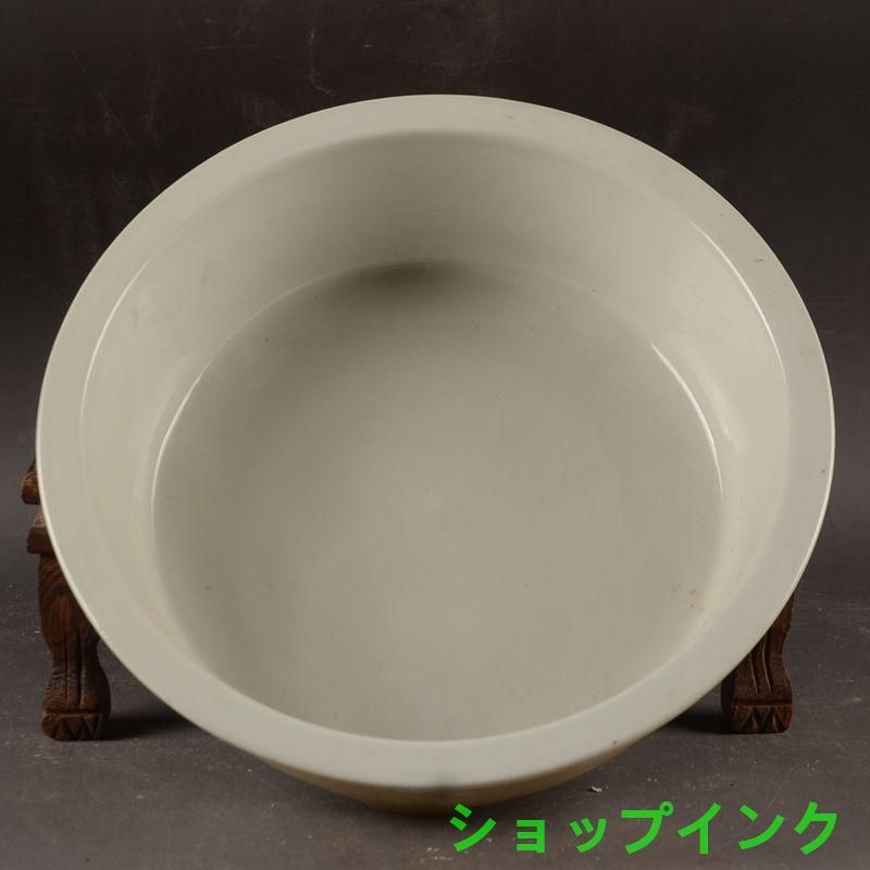 黄地に鶴紋  円形 筆洗い  水仙鉢  工芸品  置物 黄地に鶴紋 円形 筆洗い 水仙鉢 工芸品 置物 - メルカリ