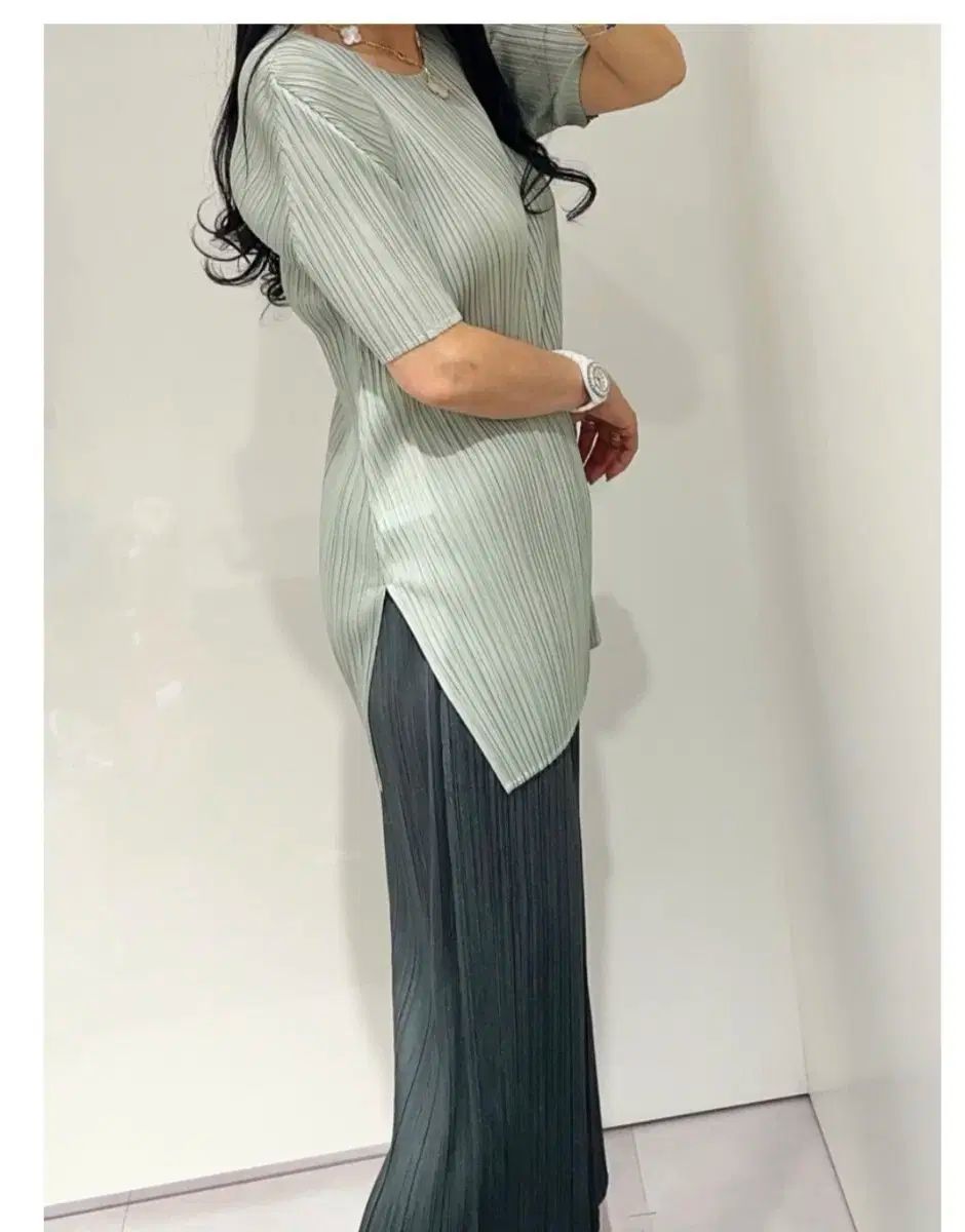 PLEATS PLEASE グリーン チュニック サイズ4（М〜Lくらい） PLEATS PLEASE(プリーツプリーズ) 6 月 チュニックトップ