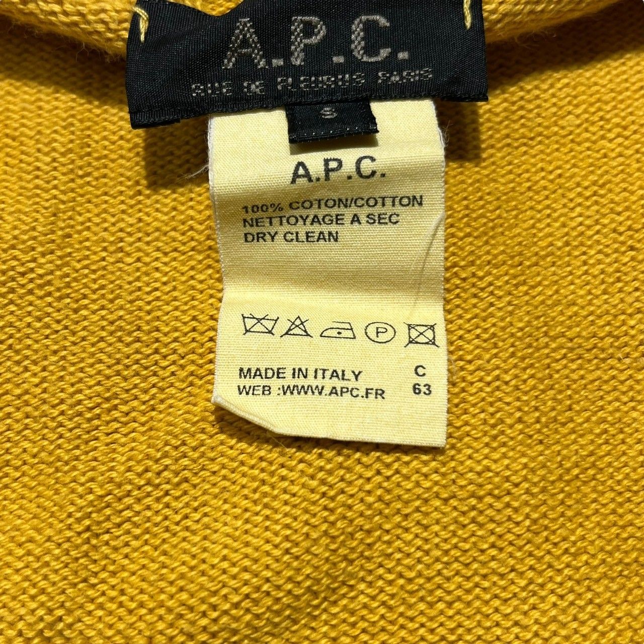 A.P.C.(アーペーセー) button cardigan ボタンカーディガン SIZE S マスタード