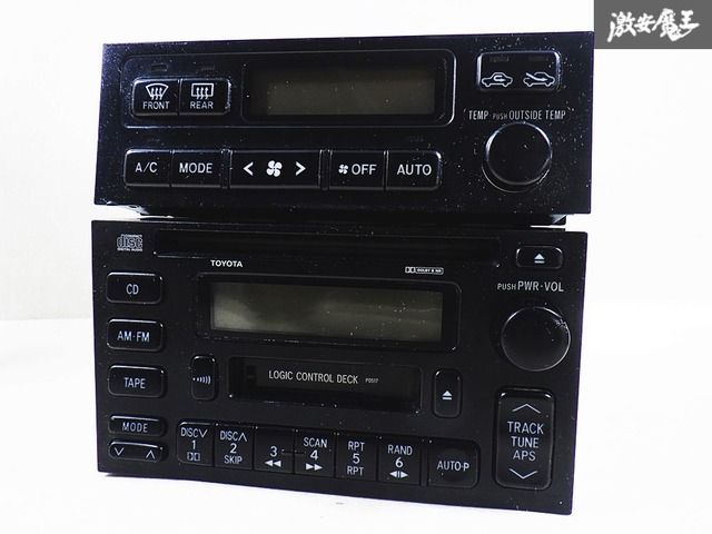 【実働品】 トヨタ純正 JZX100 マーク2 チェイサー クレスタ CD カセット デッキ エアコン スイッチ パネル 86120-2A300 255920-2100 棚D2