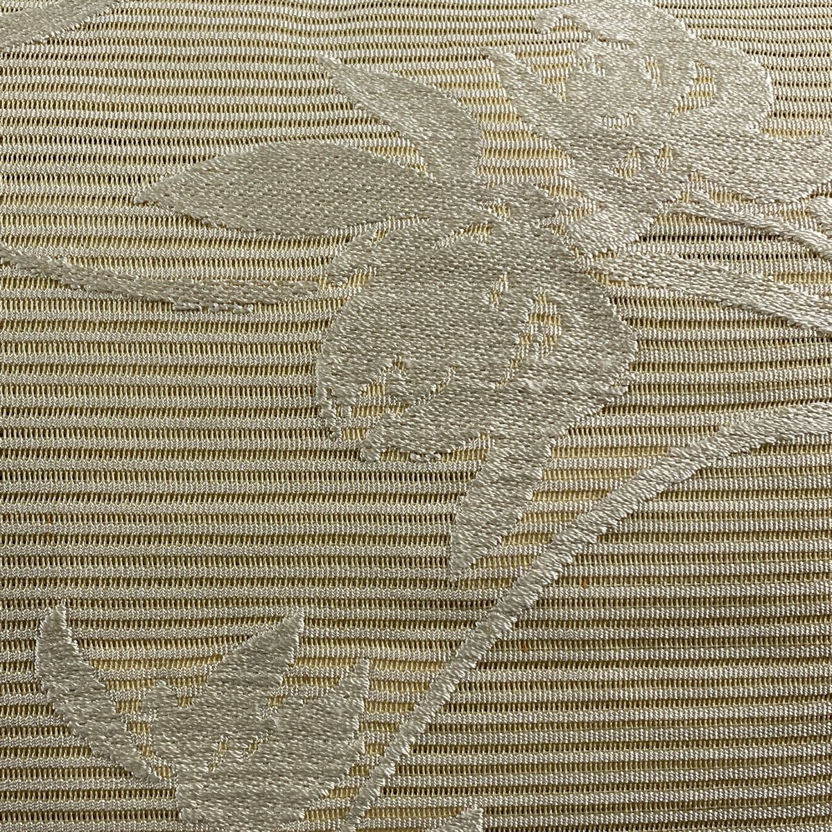 名古屋帯 秀品 夏帯 絽 八寸名古屋帯 草花 刺繍 ベージュ 正絹