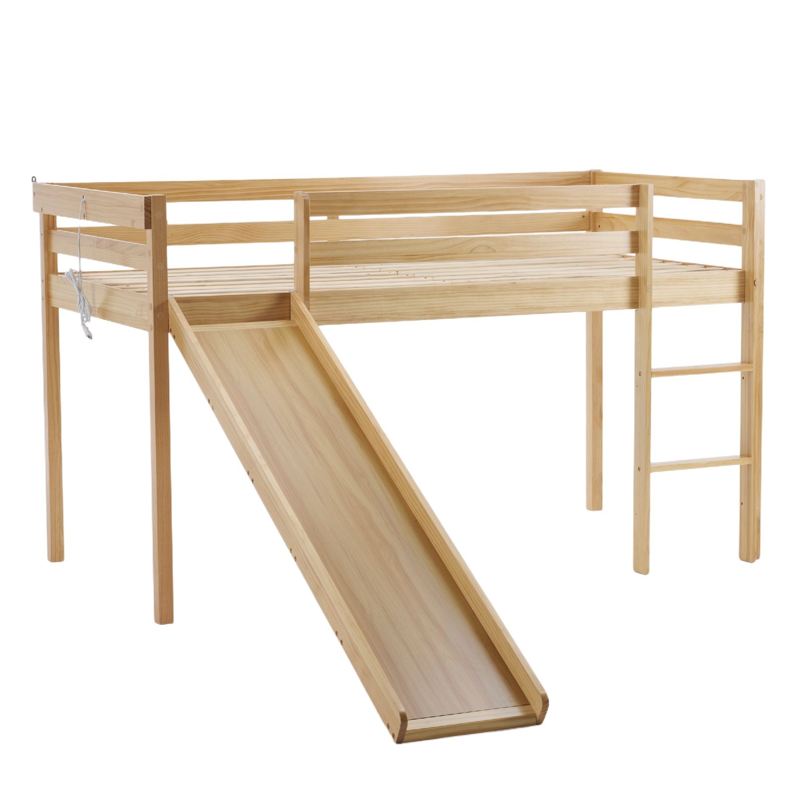 10 割 ナチユラル ロフトベッド 頑丈 ロータイプ 階段付き 天然木 コンセント付き シングル 宮付き 滑り台付き収納棚付き 収納 北欧風 大人 一人暮らし ベッド 木製ロフトベッド