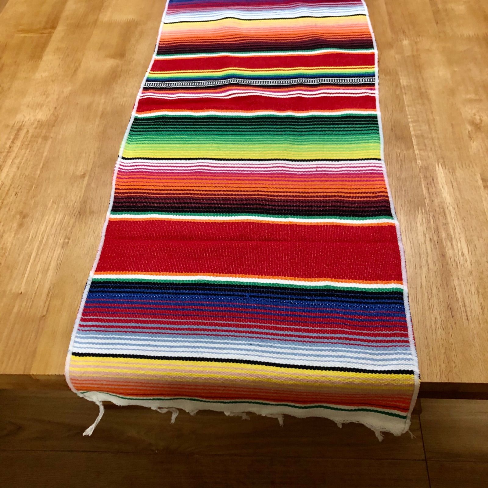 メキシコサラペ メキシカンラグ テーブルランナー レッド 柔らか 薄め