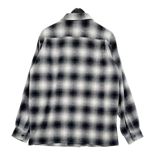 TOWNCRAFT タウンクラフト シャツ オンブレチェック柄 長袖 オープン 厚手 ウール混 メンズ Mサイズ グレー系 トップス DM17049