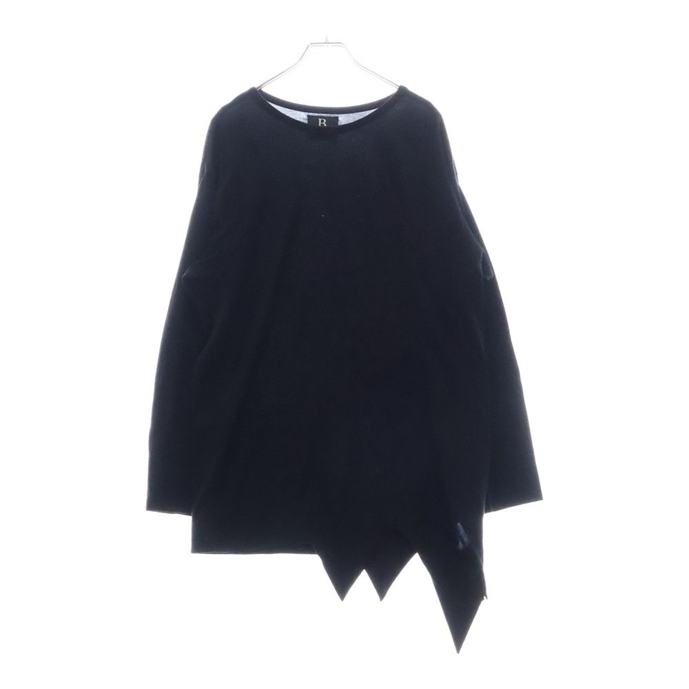 B Yohji Yamamoto ビー ヨウジヤマモト 18SS 変形 アシンメトリー コットン ナイロン クルーネック ロングスリーブ 長袖Tシャツ カットソー ブラック NW-T83-089