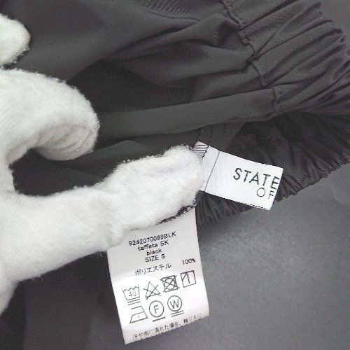 ◇ &Theta; STATE OF MIND ステートオブマインド タフタ ロング ギャザー スカート サイズS ブラック レディース E  【1507030005368】
