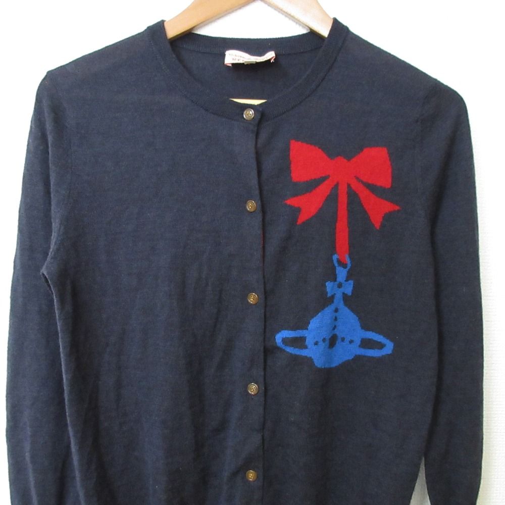 極美品　ヴィヴィアンウエストウッド レッドレーベル オーブ カーディガン 紫 2 Vivienne Westwood RED LABEL(ヴィヴィアンウエストウッドレッド