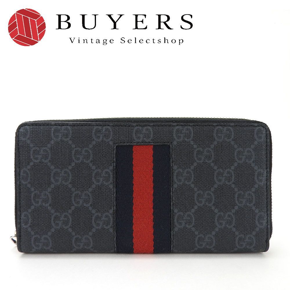 中古】 グッチ ラウンドファスナー 長財布 408831 GG スプリーム